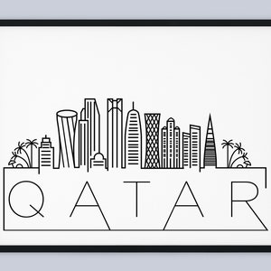 Qatar Skyline Print, Qatar Printable, Doha Poster, Doha City Print, Qatar Print Art, Qatar Travel Decor, INSTANT DOWNLOAD
