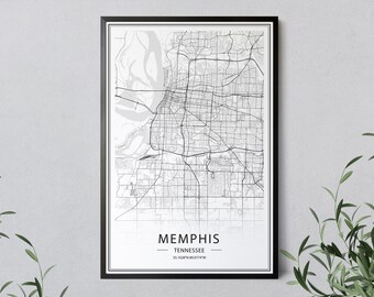 Memphis Tennessee Map Art Print: Minimalist City Street Map (Instant Download)