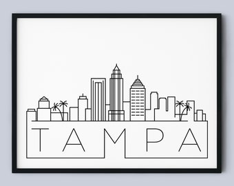 Tampa Skyline Print, Florida Printable, Tampa Poster, Tampa City Print, Tampa Print Art, INSTANT DOWNLOAD