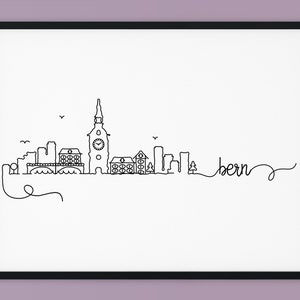 Bern Skyline Print, Zwitserland Printable Wall Decor, Berne Print, Minimalistische Muur kunst, Silhouet Landmark Poster, INSTANT DOWNLOAD