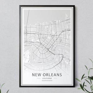 New Orleans Karte Druck, Louisiana Karte Poster, New Orleans Straßen karte, druckbare Wandkunst, US Karten, New Orleans Wand dekor, SOFORTIGER DOWNLOAD