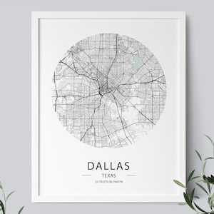Dallas Map Print, Dallas Map Poster, Dallas Street Map, Map of Dallas, Dallas Texas Decor, Dallas Print, INSTANT DOWNLOAD