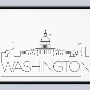 Washington Skyline Print, District of Columbia Printable, Washington Poster, Washington City Print, Washington Print Art, TÉLÉCHARGEMENT INSTANTANÉ