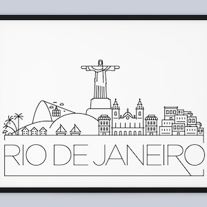 Rio de Janeiro Skyline Druck, Brasilien druckbare, Rio de Janeiro Poster, Rio de Janeiro Stadt Druck, Rio de Janeiro Wahrzeichen, INSTANT DOWNLOAD