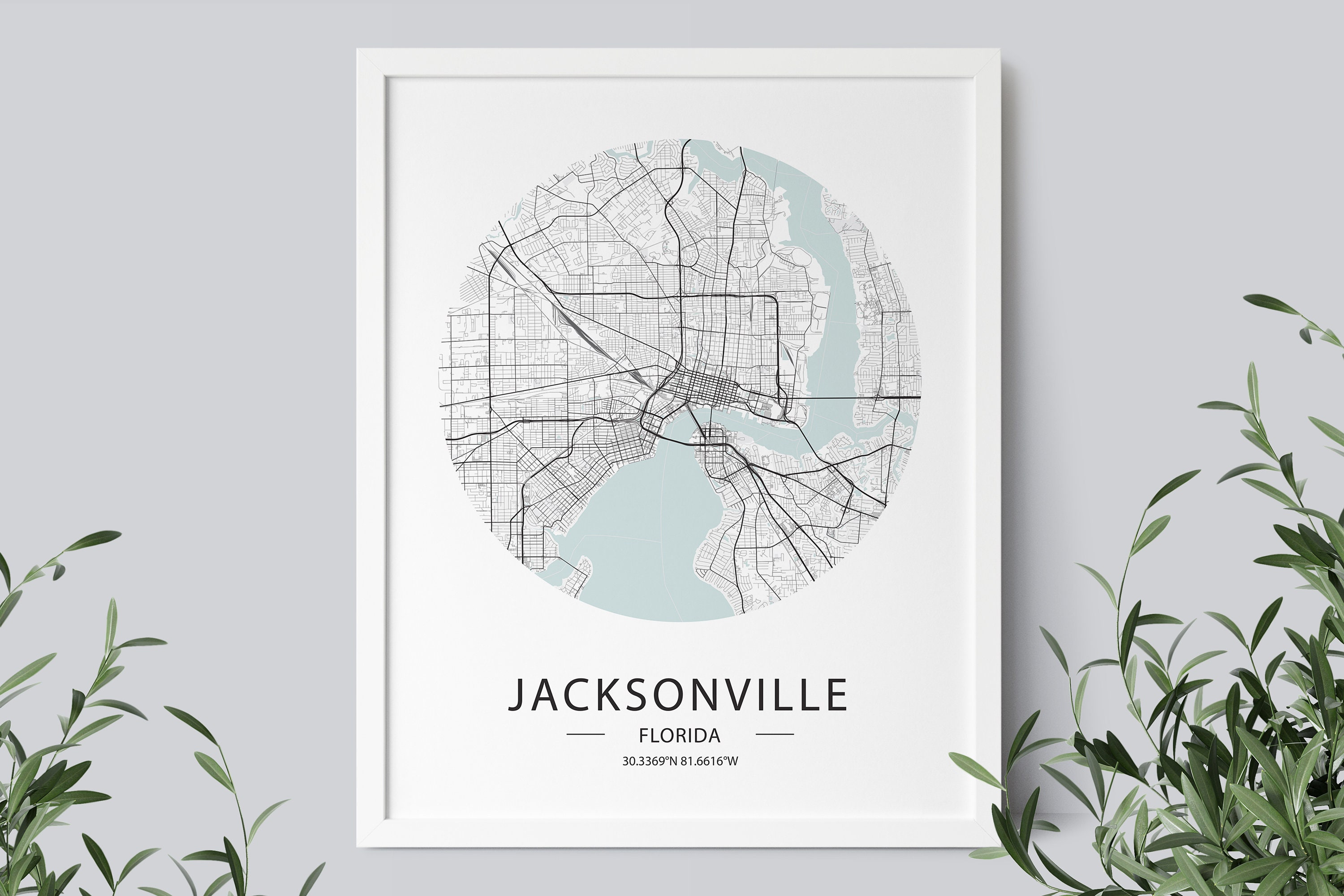 Jacksonville Map Print, Jacksonville Map Poster, Jacksonville Street ...
