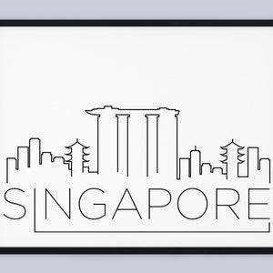 Singapore Skyline Print, Singapore Printable, Singapore Landmark Poster, Singapore City Print, Singapore Print Art, INSTANT DOWNLOAD