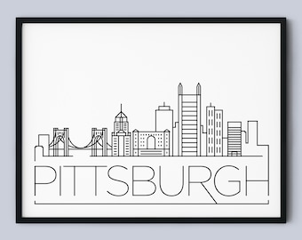 Pittsburgh Skyline Print, Pennsylvania Printable, Pittsburgh Poster, Pittsburgh City Print, Pittsburgh Landmark Decor, INSTANT DOWNLOAD
