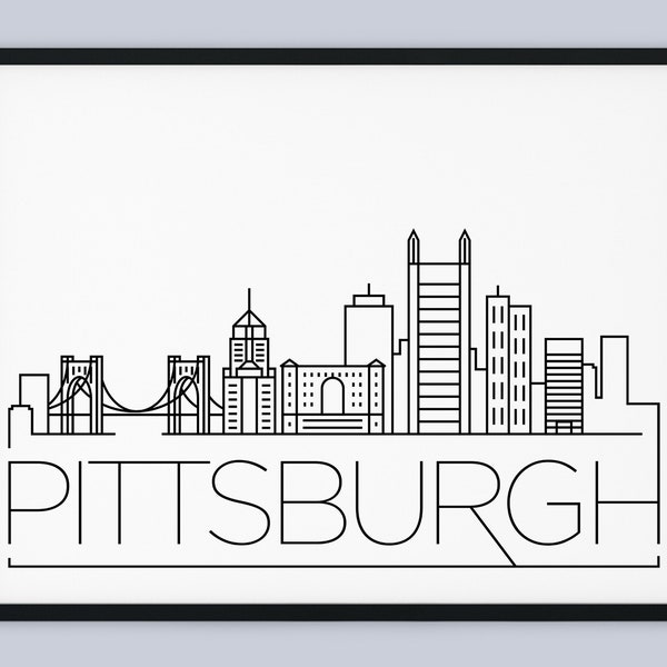 Pittsburgh Skyline Print, Pennsylvania Printable, Pittsburgh Poster, Pittsburgh City Print, Pittsburgh Landmark Decor, INSTANT DOWNLOAD