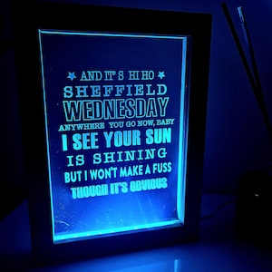 Sheffield Wednesday 3D LED Night light “Hi Ho Silver lining” swfc, Owls, WAWAW, Sheff Wednesday merchandise, Wednesday light