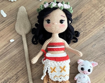 Moana Doll Pattern, English pattern for crochet doll pattern,handmade tutorial