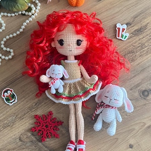 Almira Doll Pattern +Bunny Lili Pattern, English pattern for crochet doll pattern,handmade tutorial