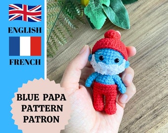 Blue Papa Doll Amigurumi Pattern- English and French patterns, PDF file