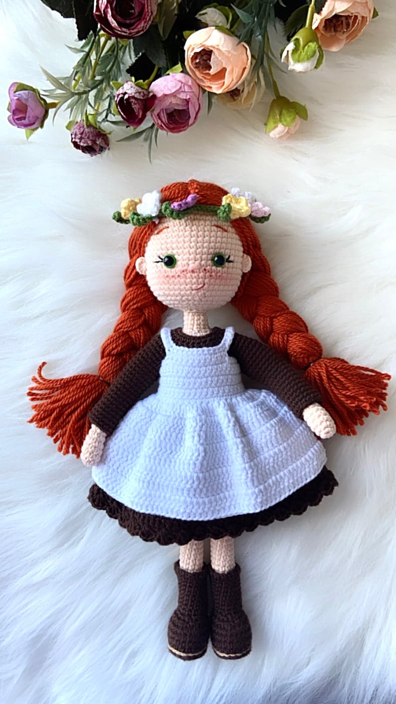 Anne with an E crochet doll