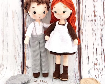 2 ENGLISH PATTERNS- Gilbert and Anne Shirley Dolls /English pattern/ crochet doll pattern /handmade