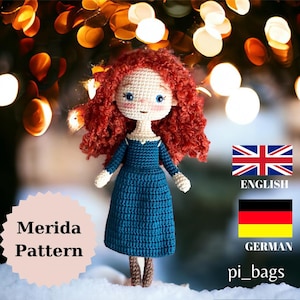 Merida Doll Pattern / amigurumidoll/ English pattern/ crochet doll pattern /handmade