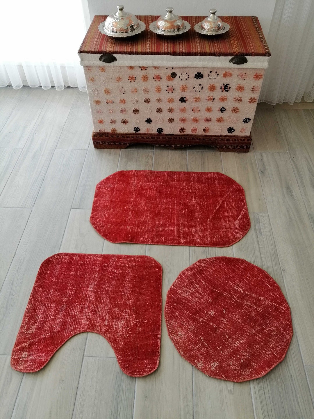 Vintage Bathroom Rug Set Bathroom Mat Set Bath Mats - Etsy