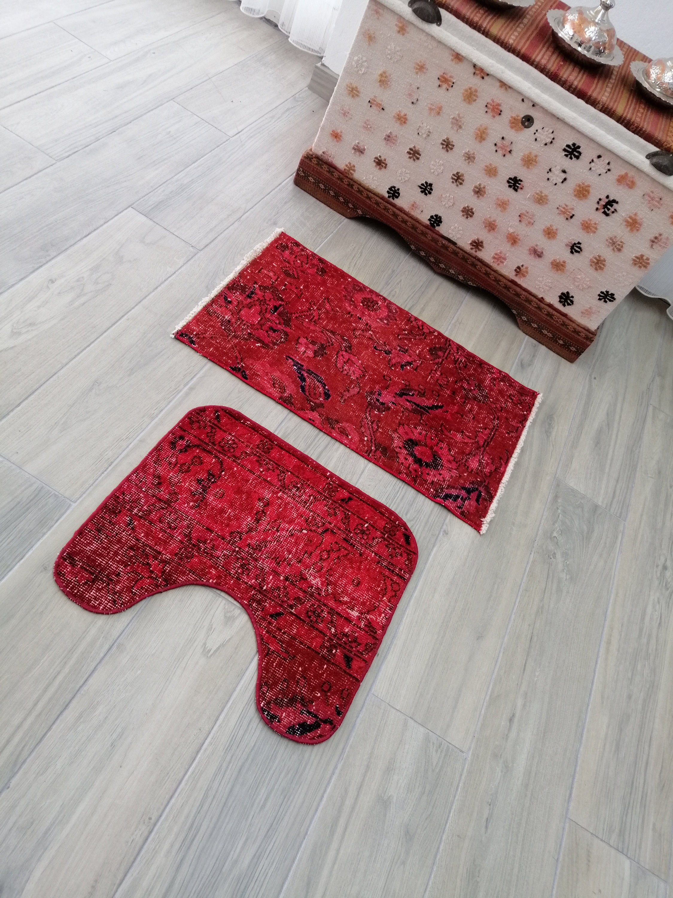 Vintage Bathroom Rug Set Bathroom Mat Set Bath Mats Etsy
