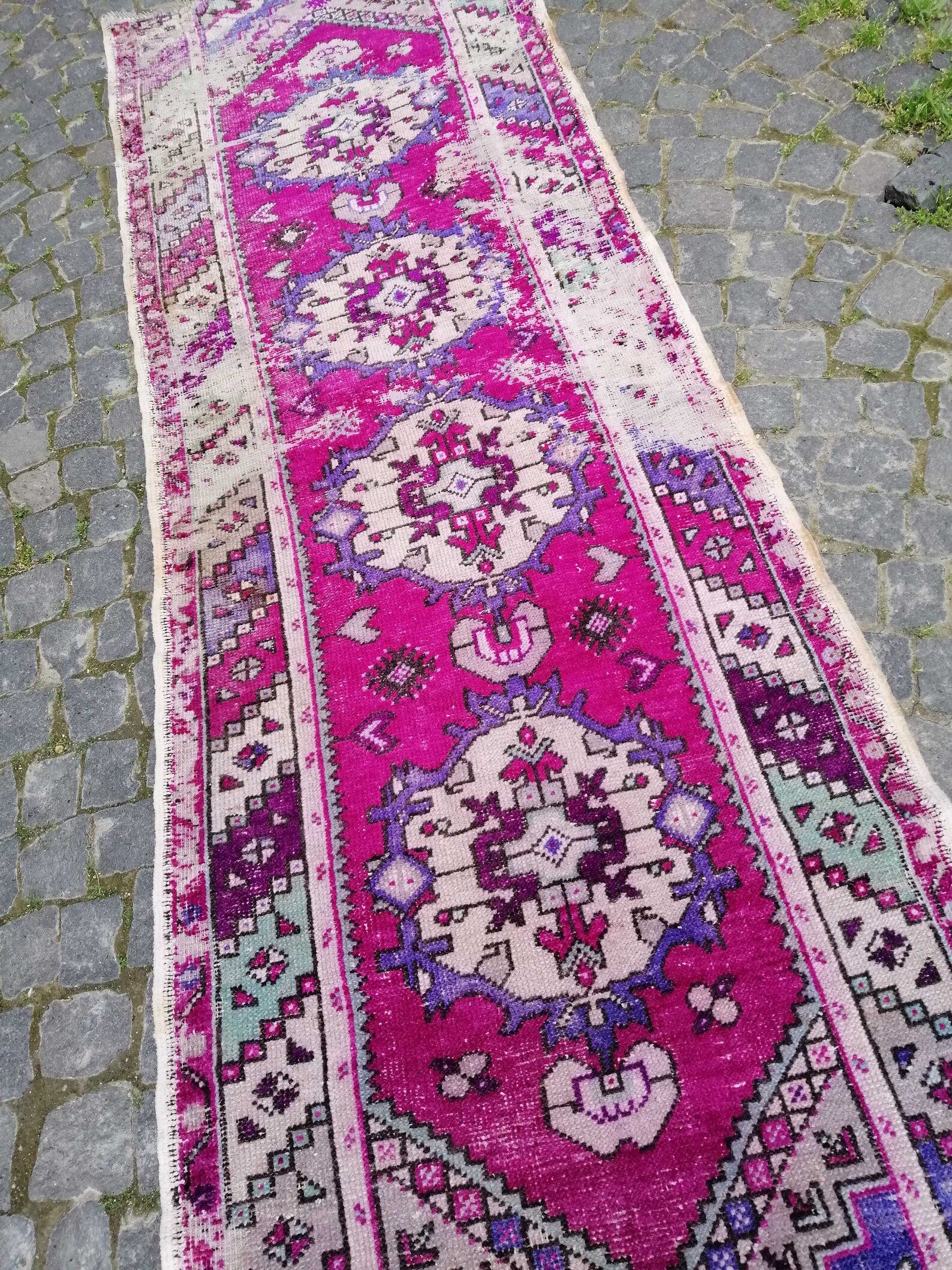 Purple Rug Runner Rug Vintage Runner Rug Pastel Rug Etsy