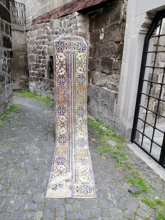 Blue Rug Runner Rug Vintage Runner Rug Pastel Rug Etsy