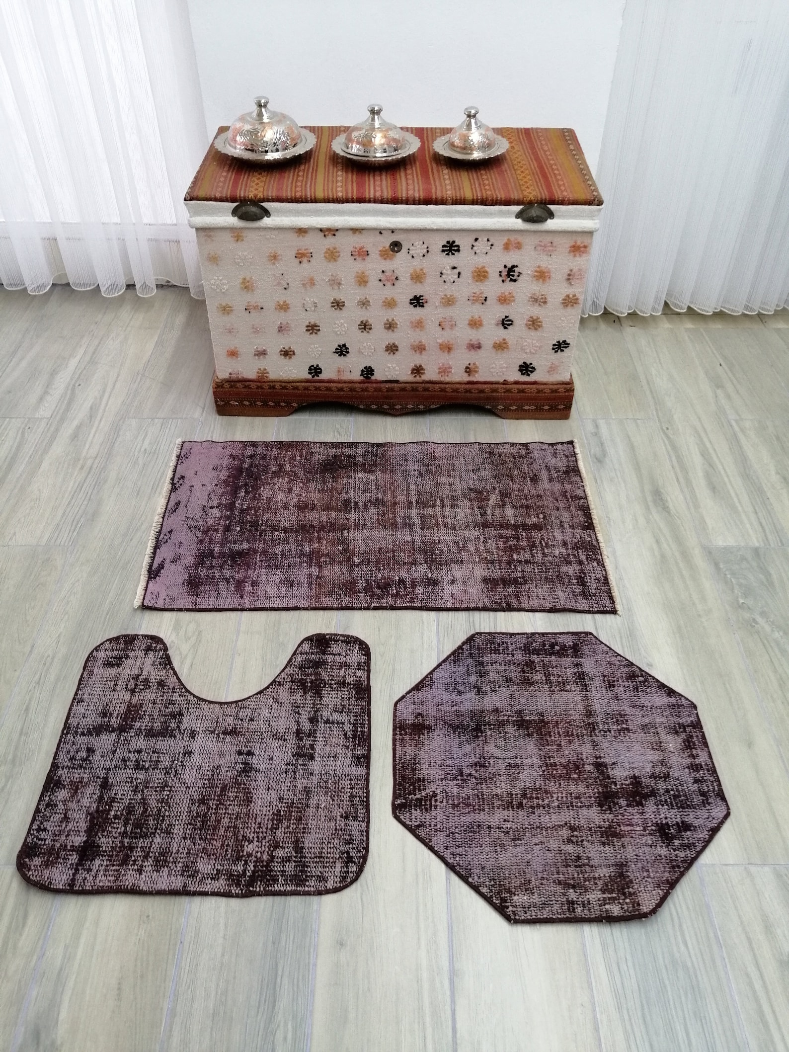 Vintage Bathroom Rug Set Bathroom Mat Set Bath Mats Etsy