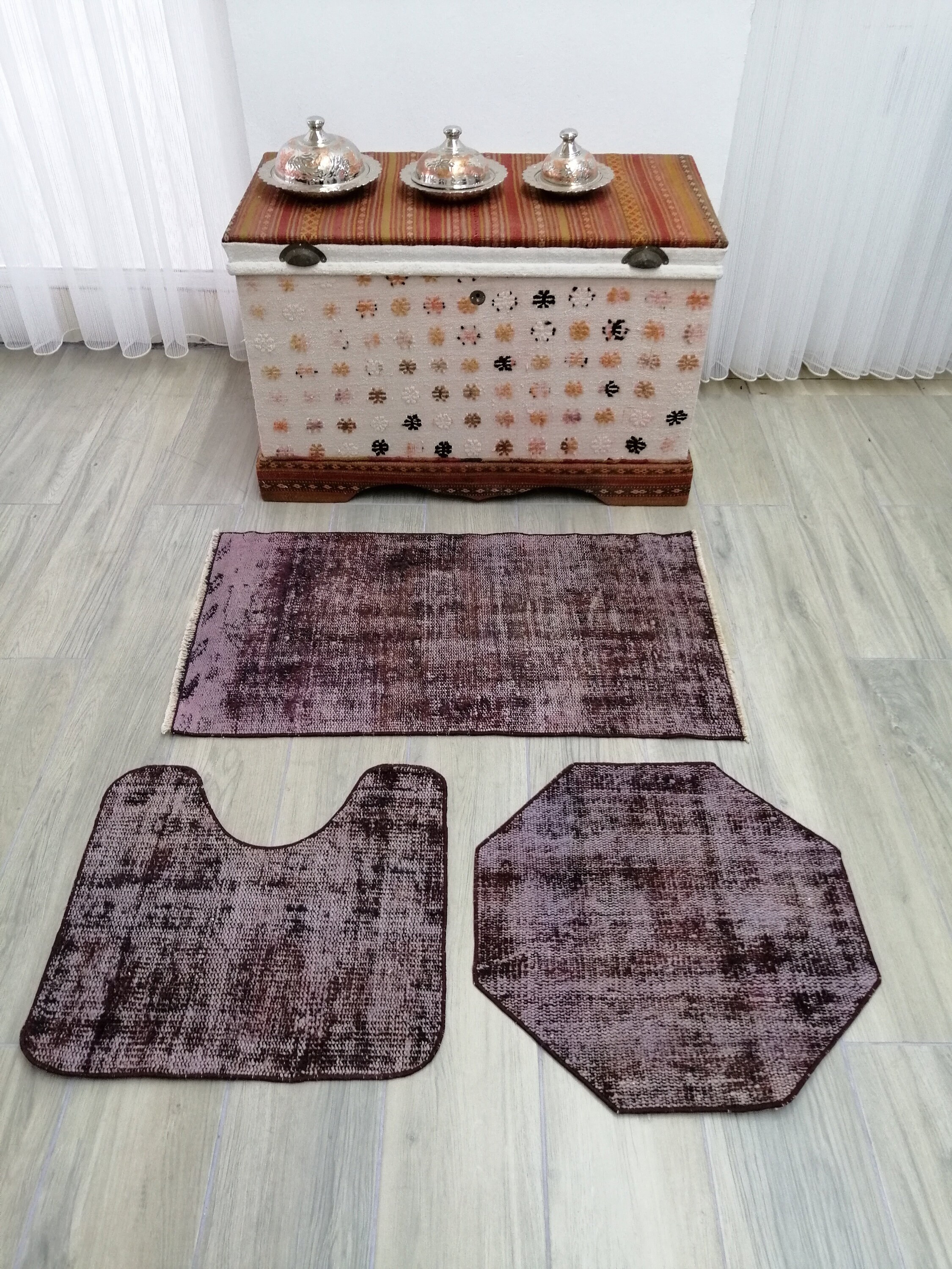 Vintage Bathroom Rug Set Bathroom Mat Set Bath Mats | Etsy
