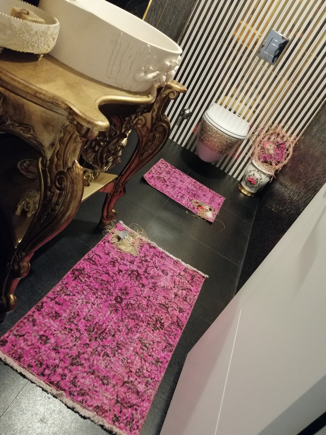 Small Bathroom Rug Handmade Designer Rugsmaltoilet Rug Bath Etsy