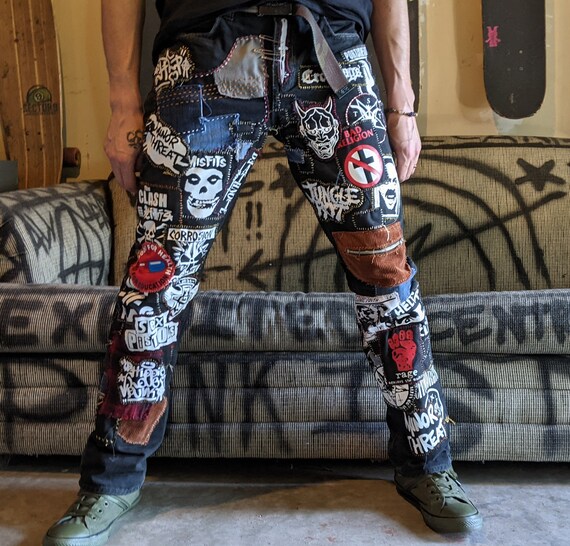 Crust Punk Patch Pants - Etsy Hong Kong