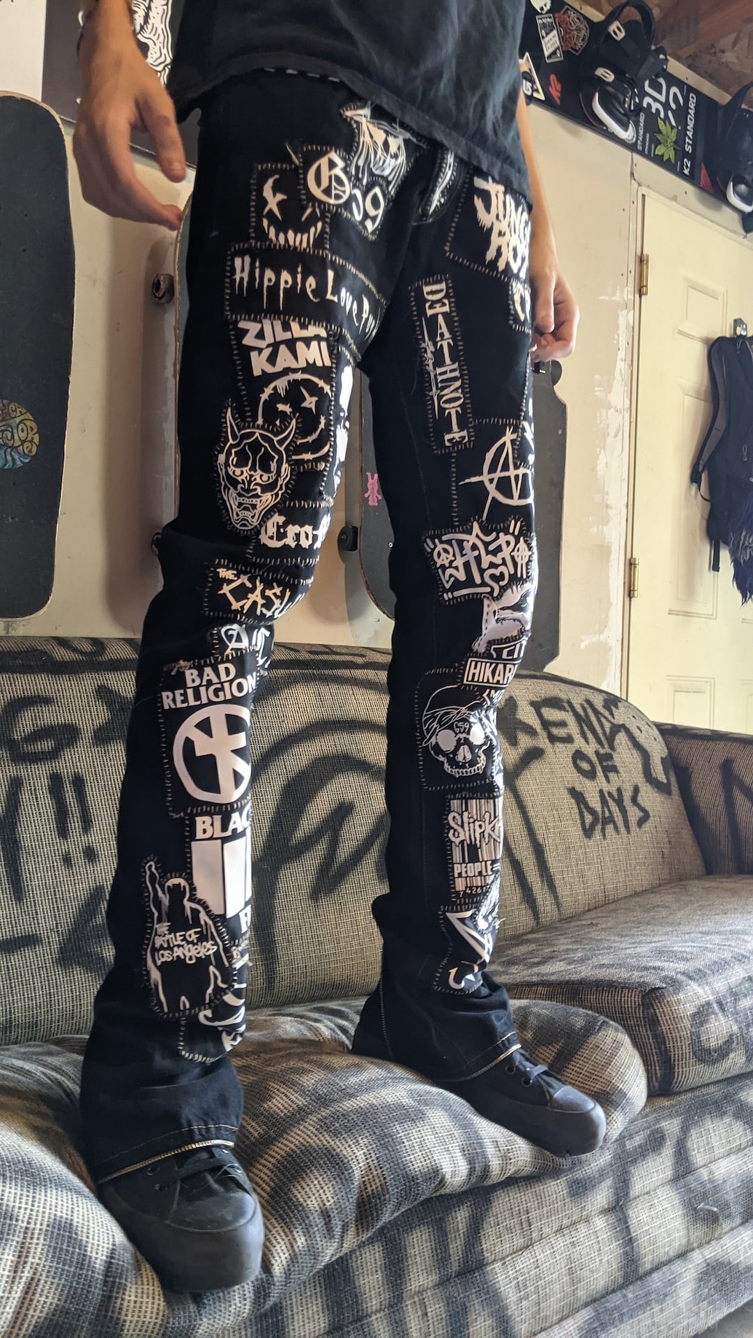 Crust Punk Patch Pants Etsy