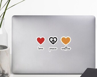 Love Peace Waffles Sticker | Vinyl Decal