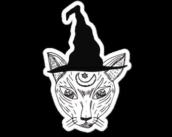 Witchy Kitty Vinyl Sticker | Moon Child, Nature Lover
