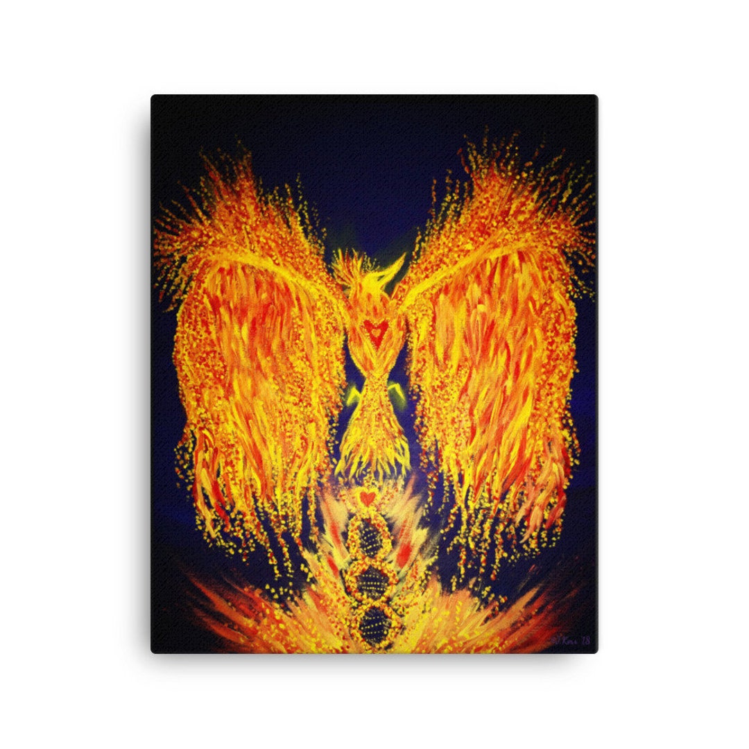 Phoenix Painting Print on Canvas: Mystical Fire Bird Wall Art - Etsy