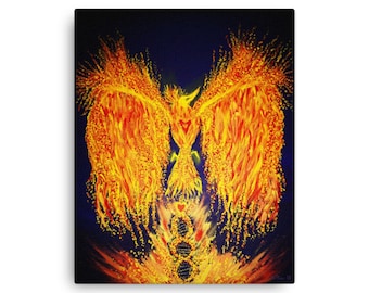 Phoenix Gemälde auf Leinwand gedruckt: Mystischer Feuervogel Wandkunst