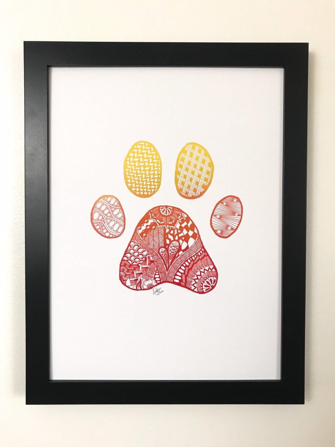 Paw Print Ombré Zentangle Print - Etsy