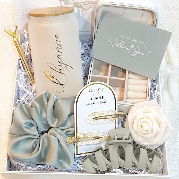 Bridesmaid Proposal Gift Box Personalized Bridesmaid Jewelry Box Will You Be my Maid of Honor Gifts Glass Can Cup Tumbler Bridesmaid Box Set