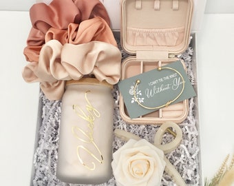 Bridesmaid Proposal Box Personalized Gift Blush Will You Be My Bridesmaid Personalized Gift Box Set Maid of Honor Glass Can Coffee Cup