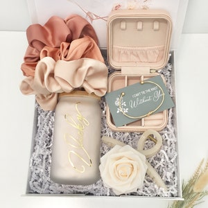 Bridesmaid Proposal Box Personalized Gift Blush Will You Be My Bridesmaid Personalized Gift Box Set Maid of Honor Glass Can Coffee Cup