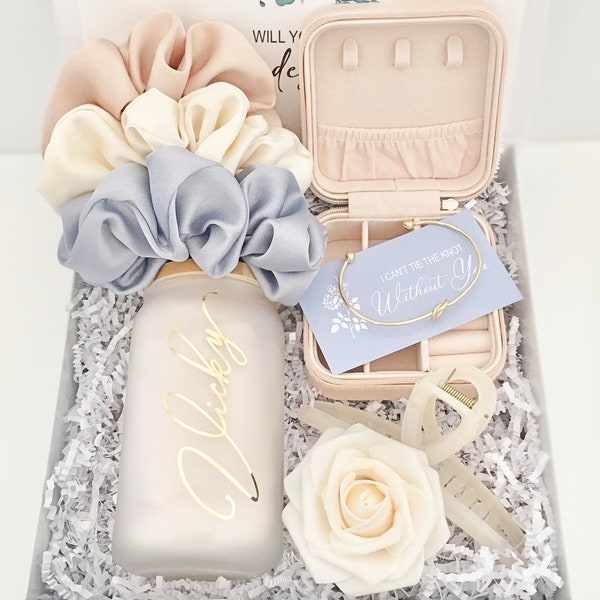 Bridesmaid Proposal Gift Box Set Personalized Dusty Blue Bridesmaid Gift box Slate Blue Bridal Shower Gifts Will You Be My Bridesmaid Box