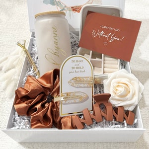 Bridesmaid Proposal Gift Box Personalized Bridesmaid Jewelry Box Will You Be my Maid of Honor Gifts Glass Can Cup Tumbler Bridesmaid Box Set