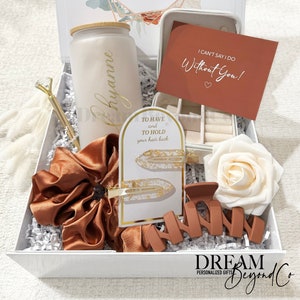 Bridesmaid Proposal Gift Box Personalized Bridesmaid Jewelry Box Will You Be my Maid of Honor Gifts Glass Can Cup Tumbler Bridesmaid Box Set