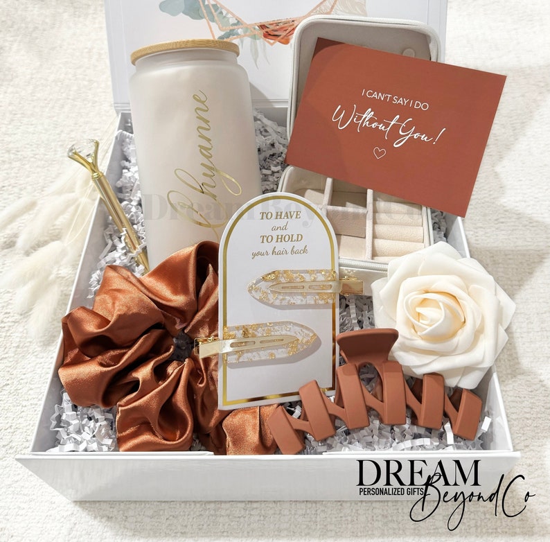 Bridesmaid Proposal Gift Box Personalized Bridesmaid Jewelry Box Will You Be my Maid of Honor Gifts Glass Can Cup Tumbler Bridesmaid Box Set bild 3