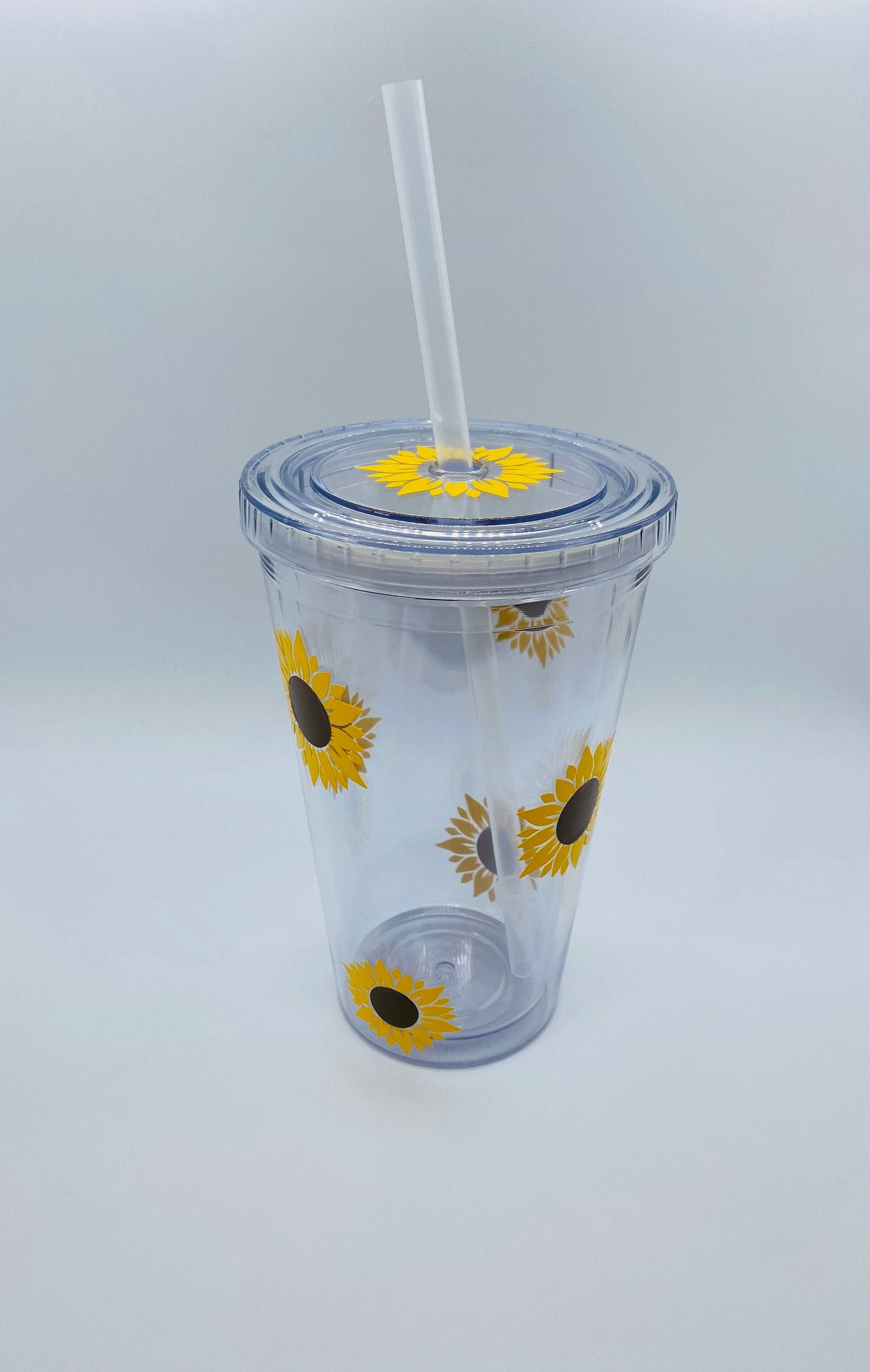 Sunflower cup Personalized sunflower cup Clear tumbler Etsy