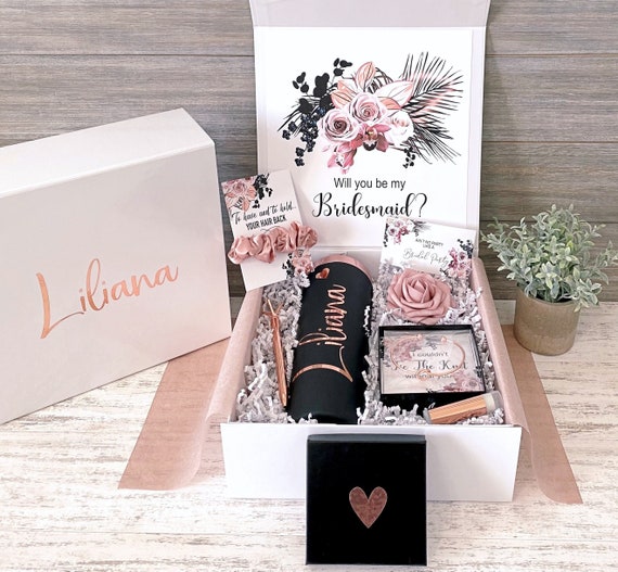 Bridesmaid Gift Box Bridal Party Gifts Bridesmaid Proposal Box Personalized Bridesmaid Box Bridesmaids Tumblers Tie the Knot Bracelet Etsy