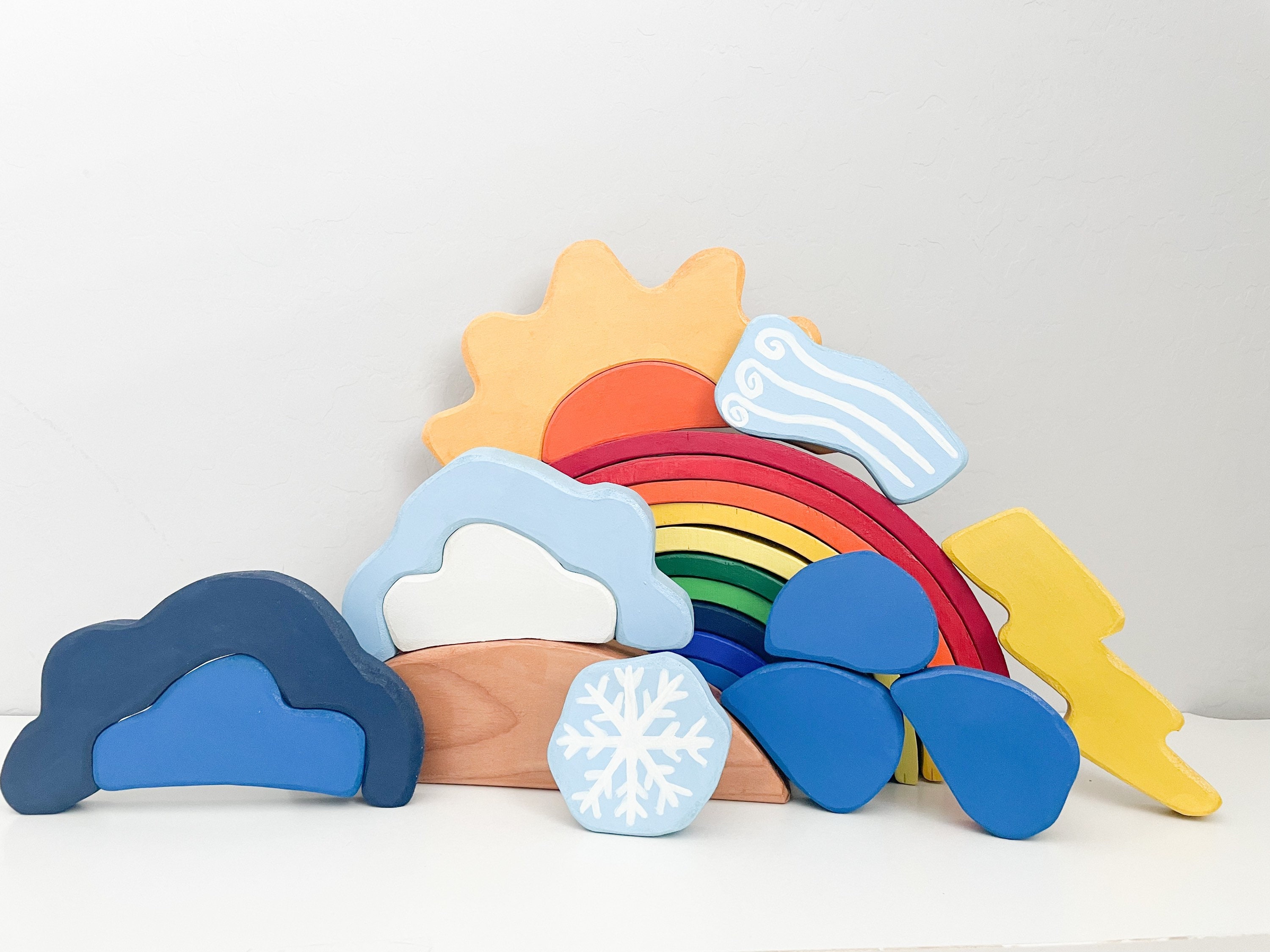 Weather Set Waldorf Montessori Stacking Toy Imaginative Etsy