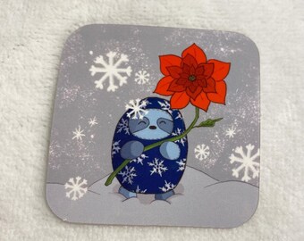 Winter Sloth Vinyl Sticker- Awful Sloth