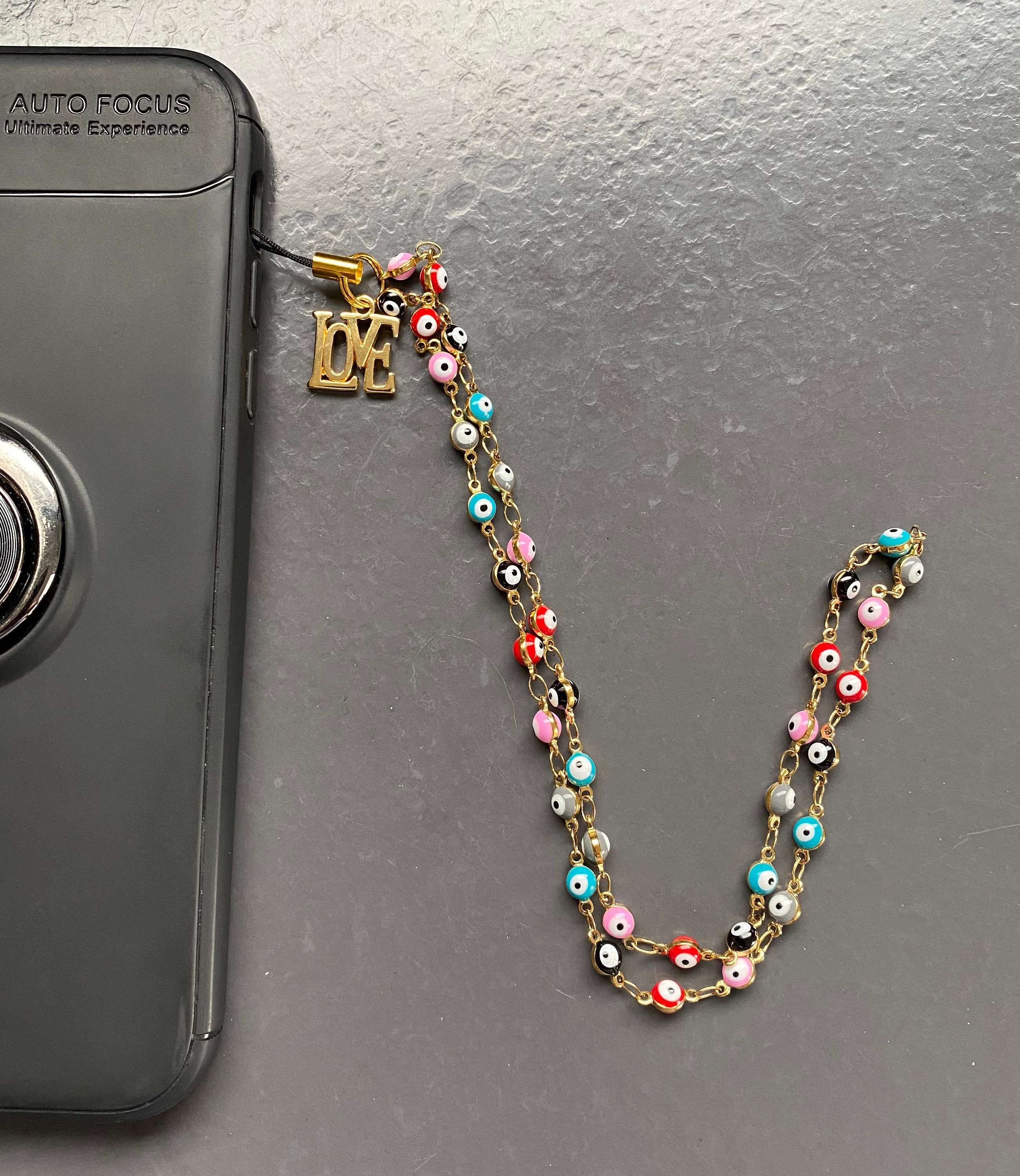 Stainless steel phone chain with multicolored eyes telephone Etsy