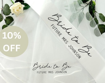 Personalised Hen Party Veil and Sash Set | Future Mrs | Bride to be | Wife To Be | Custom Bridal Shower set | Hen Do | Bachelorette |