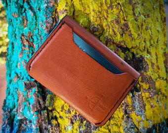 Personalized Travel Card Holder, Leather Bifold Credit Card Case, Customized Business Card Holders with Embossed Initials, Slim Card Case