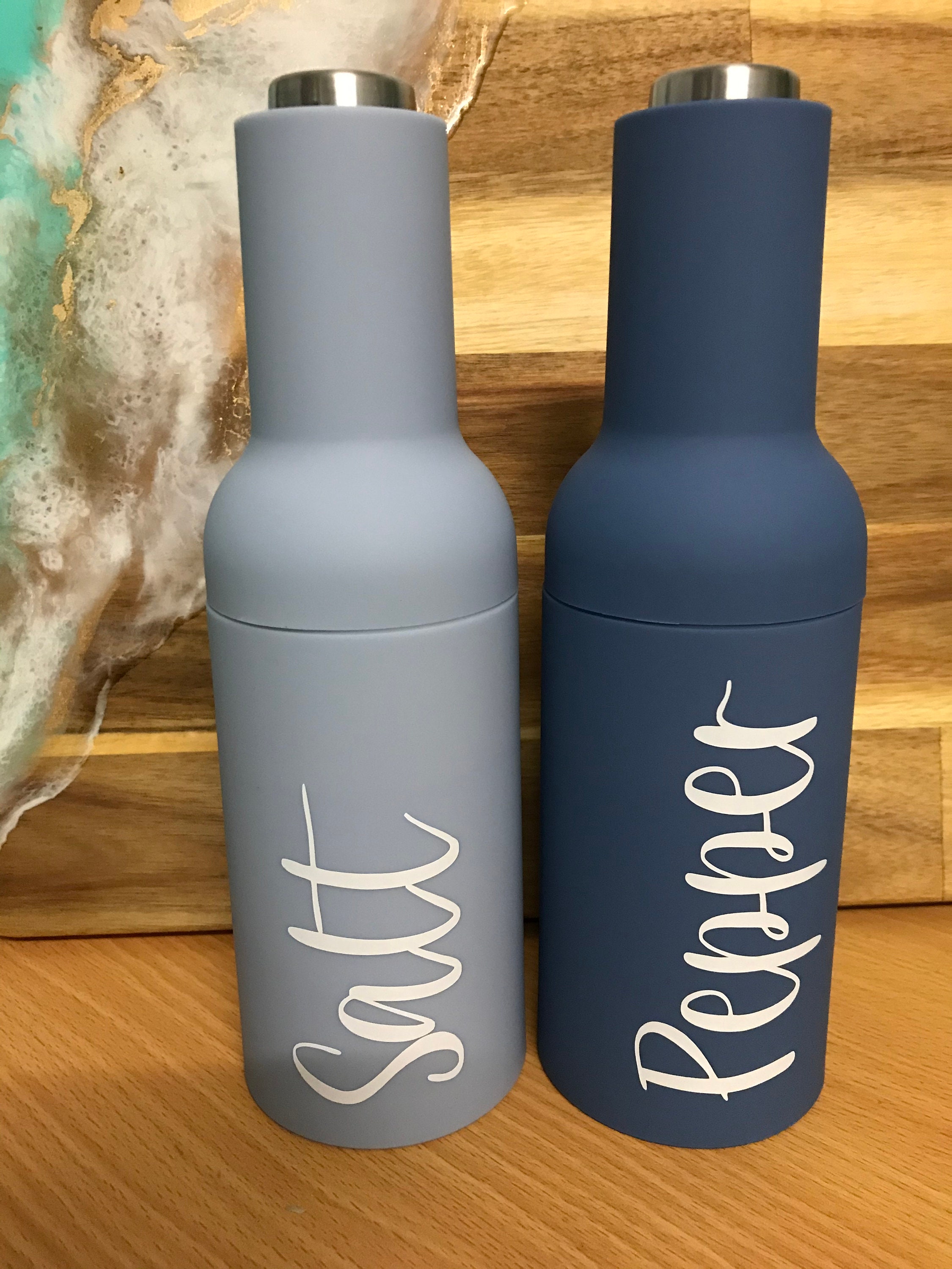 Salt & Pepper grinders with labels Etsy