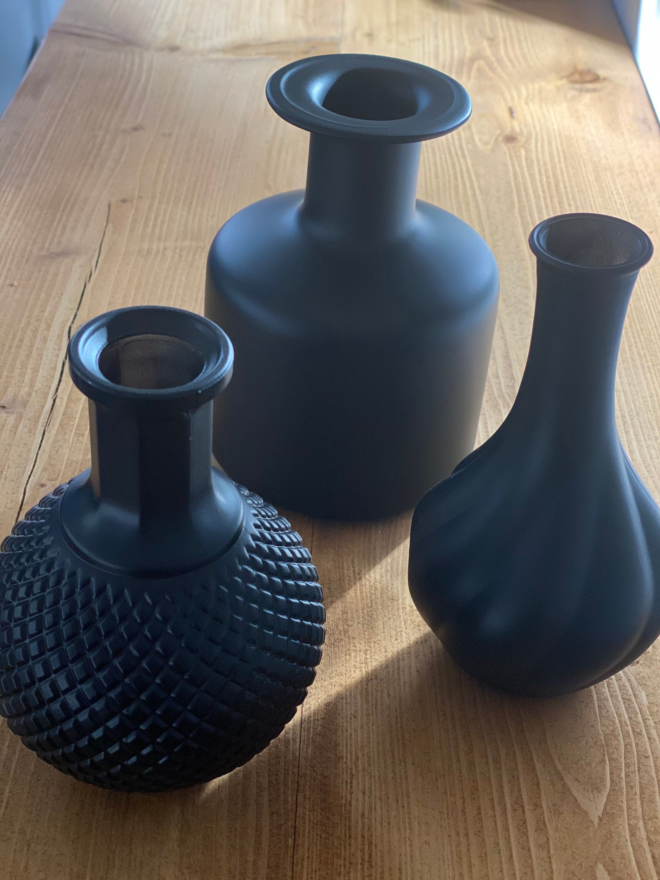 Black Glass Flower Apothecary Vase Bottle Neck Bud Dried Etsy