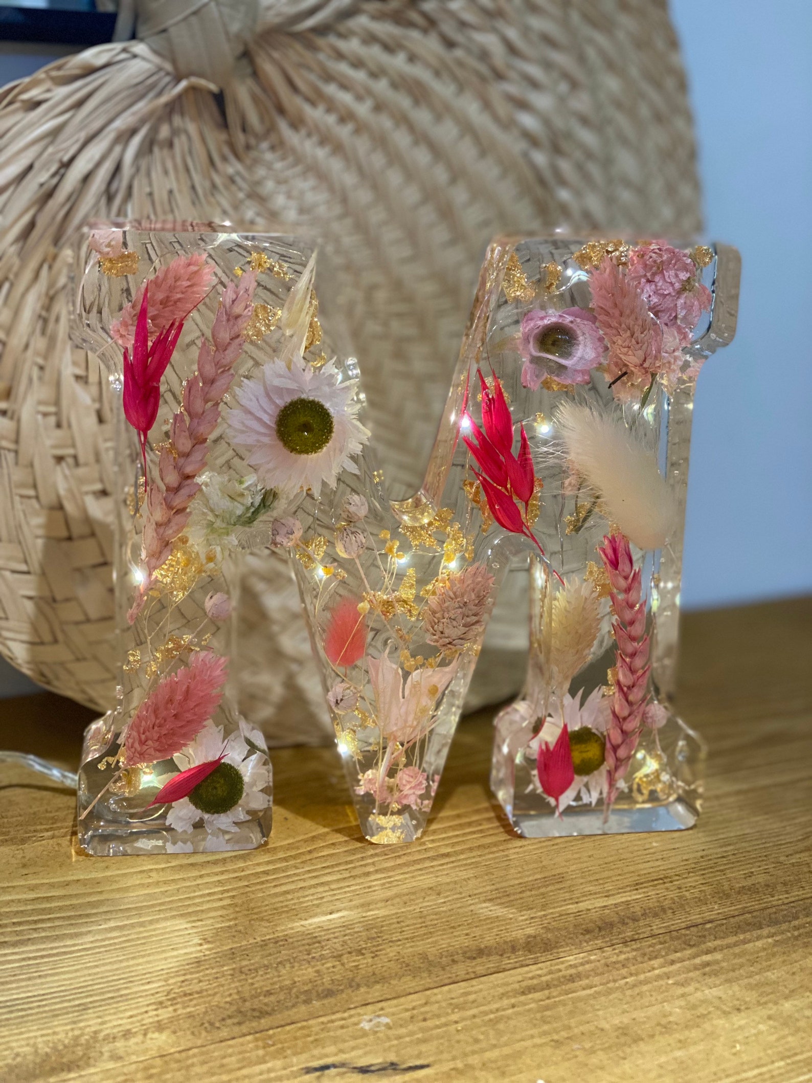 Large Light up Resin Flower Letter S Custom Hand Made to Order Etsy